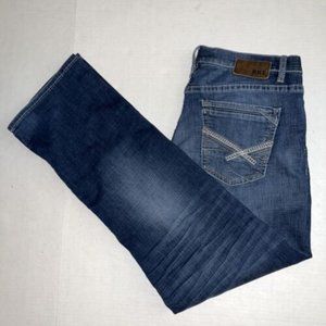 BKE Mens Tyler Straight Leg Jeans Size 38L (38x34) Fading Whiskering Light Wash